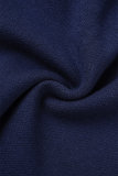 Темно-синие повседневные однотонные асимметричные узкие юбки с высокой талией и обычными лоскутными юбками