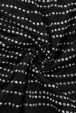 Robes à manches longues à col en V et patchwork sexy noires