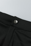 Pantalones cortos casuales de color liso de cintura alta flacos de patchwork sólido blanco
