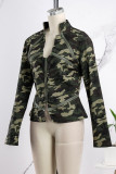 Outerwear casual camuflado com estampa de camuflagem patchwork gola mandarim