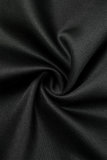 Robes de jupe en une étape noires décontractées à volants solides sans dos