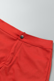 Calções de cor lisa lisos lisos convencionais de cintura alta lisos casuais vermelhos