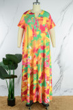 Kleur Grote maten Casual Eenvoud Gemengd printen Print O-hals bedrukte jurk