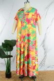 Kleur Grote maten Casual Eenvoud Gemengd printen Print O-hals bedrukte jurk