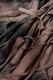 Marrom Street Tie Dye com borlas retalhos sem costas fenda frente única vestidos irregulares