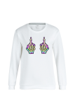 Gris Street Daily Print Skull Patchwork O Cuello Tops