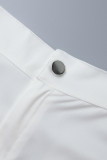 Short preto casual liso patchwork skinny cintura alta convencional de cor sólida