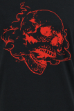Black Daily Vintage Print Skull Patchwork O Neck T-Shirts