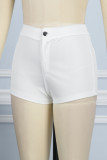 Calções de cor lisa lisos casuais brancos lisos lisos cintura alta