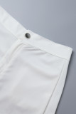 Short de couleur unie conventionnel à taille haute en patchwork uni décontracté blanc