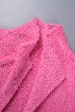 Розовый сексуальный повседневный твердый лоскутный отложной воротник с длинным рукавом из трех предметов