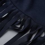 アーミーグリーンファッションヴィンテージソリッドタッセルタートルネックプラスサイズのオーバーコート