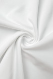 Crema Blanco Casual Sólido Ahuecado Sin Espalda Cuello En V Vestidos De Manga Larga