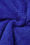 Ensemble de trois pièces à manches longues et col rabattu en patchwork décontracté bleu sexy