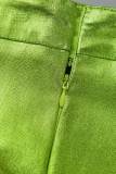 Saias de cor sólida lisas casuais verdes casuais com fenda alta cintura alta