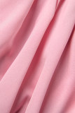 Rose Doux Solide Patchwork Pli Fermeture Éclair Taille Haute Régulière Type A Bas De Couleur Unie