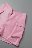 Розово-красные повседневные однотонные однотонные шорты с заниженной талией и заниженной талией в стиле пэчворк