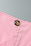 Pink Sweet Solid Patchwork Fold Zipper Regular Vita alta Tipo A Fondo tinta unita