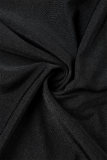 Svarta sexiga formella solid rygglös V-hals aftonklänningar