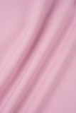 Pink Sexy Tassel Backless Fold Mesh Strapless One Step Skirt Dresses