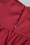 Khaki Sweet Solid Patchwork Fold Zipper Vita alta regolare Tipo A Fondo tinta unita