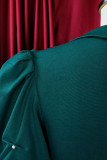 レッド カジュアル ソリッド パッチワーク ビーズ V ネック ワン ステップ スカート ドレス