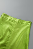 Jupes de couleur unie conventionnelles à taille haute décontractées solides fendues vertes