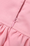 Kaki Sweet Solid Patchwork Fold Zipper Taille haute régulière Type A Bas de couleur unie