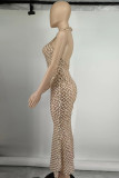 Damasco sexy formal patchwork lantejoulas transparente vestidos longos vestidos frente única
