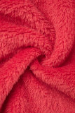 Roze sexy casual effen patchwork kraag lange mouw driedelige set