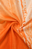 Vestidos de falda de un solo paso con hombros descubiertos y estampado casual naranja