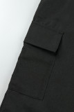 Pantaloni patchwork dritti a vita media a contrasto con tasche a grumo di colore bianco nero