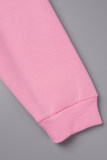 Розовый Повседневный Принт Классический Воротник с капюшоном Длинный рукав Из двух частей