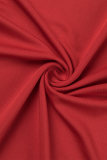 Красный Повседневный Однотонный Базовый с круглым вырезом Длинный рукав Из двух частей