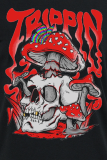 Black Street Daily Print Skull Patchwork T-shirts met O-hals