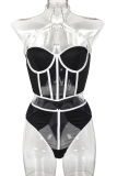 White Sexy Solid Patchwork Metal Accessories Decoration Mesh Contrast Lingerie