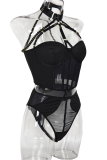Black White Sexy Solid Patchwork Metal Accessories Decoration Mesh Contrast Lingerie
