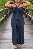 Zwart Casual Elegant Vakantie Effen bandage Asymmetrisch Effen kleur Asymmetrische kraag Mouwloze jurkjurken