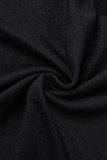 Blusas pretas com estampa de rua e cintura média com decote em caveira (sem saias)