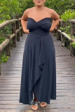 Schwarzes, lässiges, elegantes Urlaubskleid mit festem Verband, asymmetrischem, einfarbigem, asymmetrischem Kragen, ärmelloses Kleid