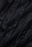 Negro sexy sólido borla vendaje patchwork sin espalda cabestro envuelto falda vestidos
