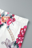Pantalon cardigan imprimé décontracté blanc grande taille deux pièces (sous réserve de l'objet réel)