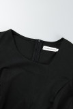 ブラック カジュアル ソリッド パッチワーク オブリーク カラー ロング スリーブ ドレス