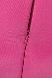 Розово-красные повседневные однотонные лоскутные платья с разрезом и круглым вырезом
