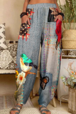 Многоцветный повседневный принт в стиле пэчворк Свободные брюки Harlan с полным принтом и карманами