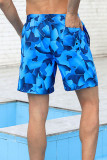 Pantalones cortos de tablero de patchwork con estampado de vacaciones casuales azules