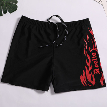 Red Vacation Simplicity Blaze Patchwork Draw String Printing Swim Trunks