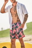 Red Casual Vacation Print Patchwork Board Shorts