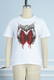 Yellow Street Butterfly Print Patchwork O Neck T-Shirts