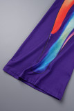 Kleur Street Print Lapwerk Blote rug Contrast Strapless Normale jumpsuits